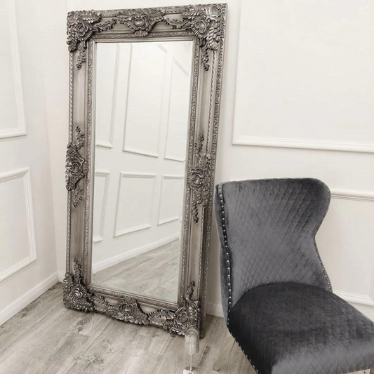 Antique Silver Ornate Mirror