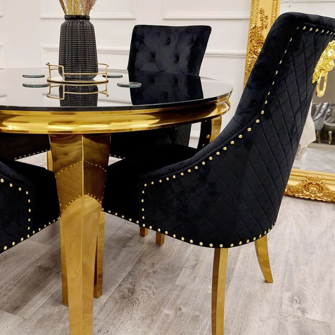 1.3m Round Louis Gold Leg Table