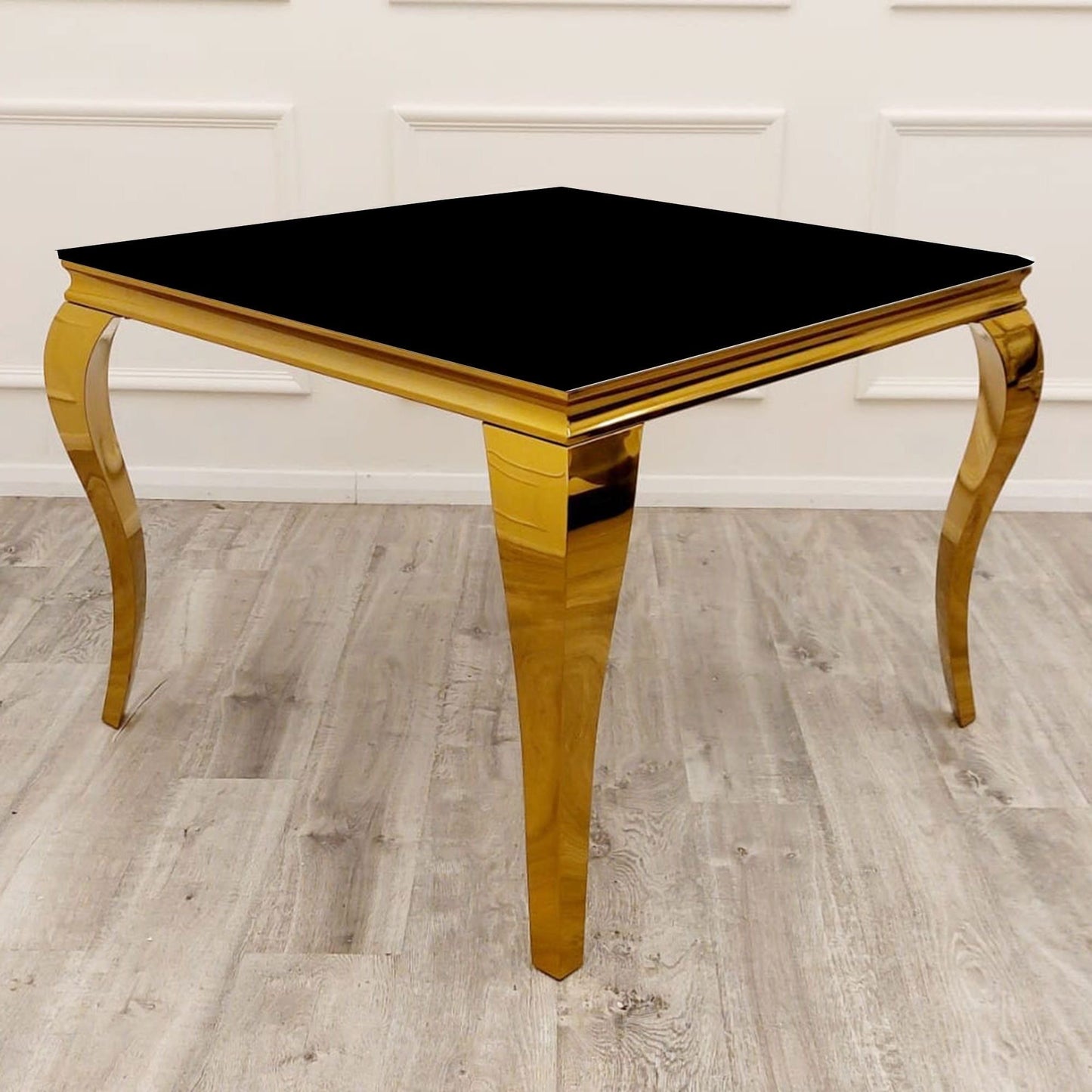 1m Square Louis Gold Leg Marble Dining Table