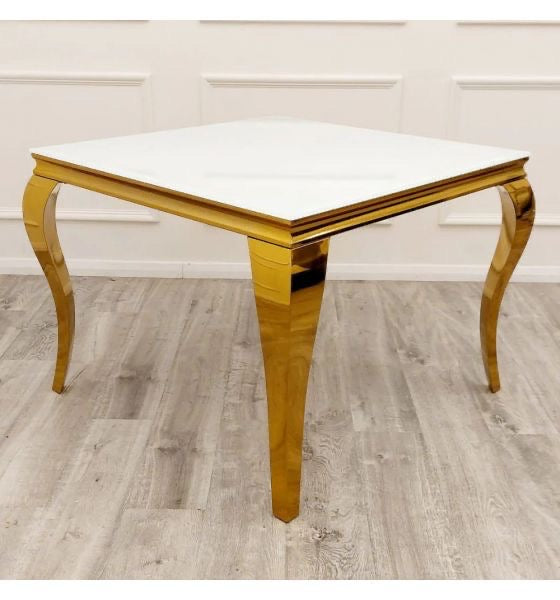 1m Square Louis Gold Leg Marble Dining Table