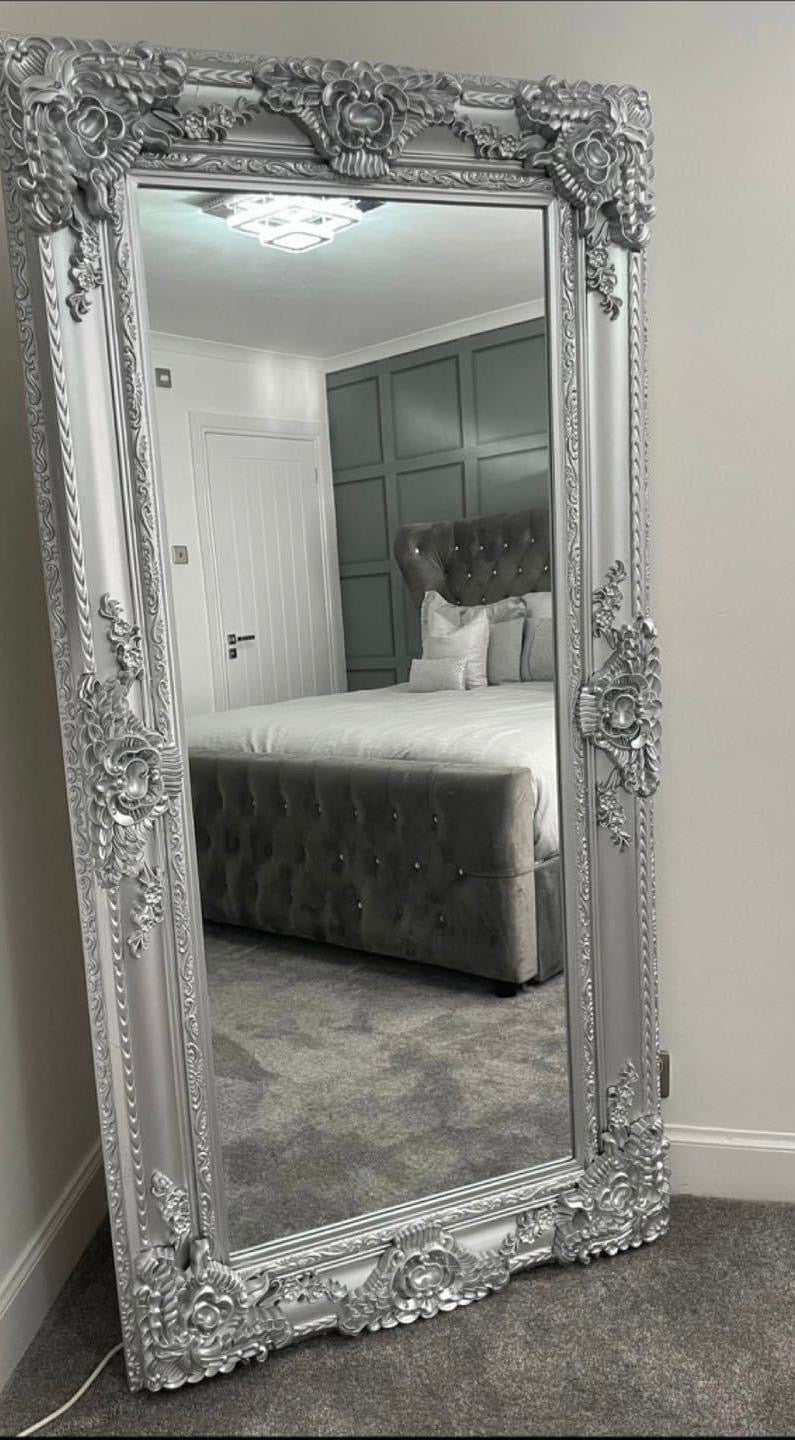 Large Ornate Silver Mirror