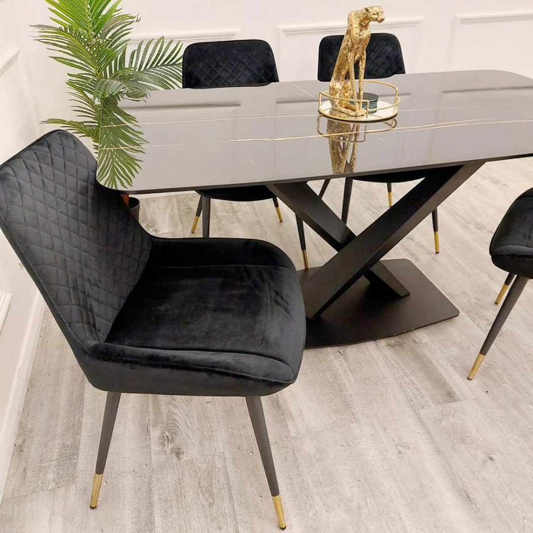 Apollo Black Dining Table with Black Sintered Stone