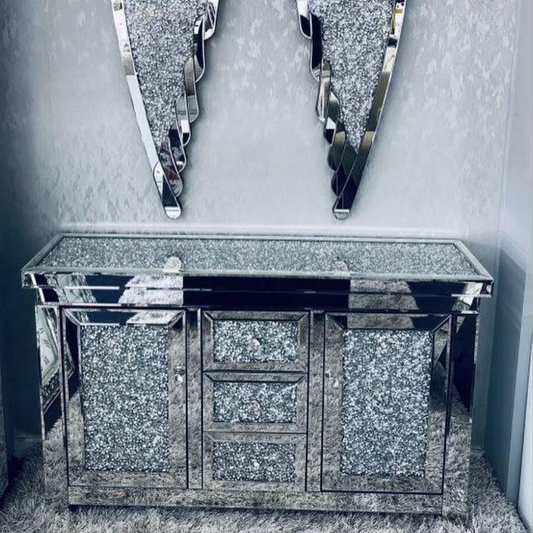 Crushed Diamond Mirrored Sideboard