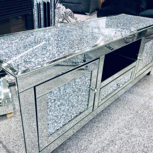 Crushed Diamond Top Mirrored TV Unit 1.5