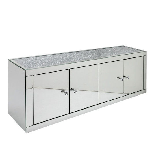 Crushed Diamond Mirrored Low Sideboard