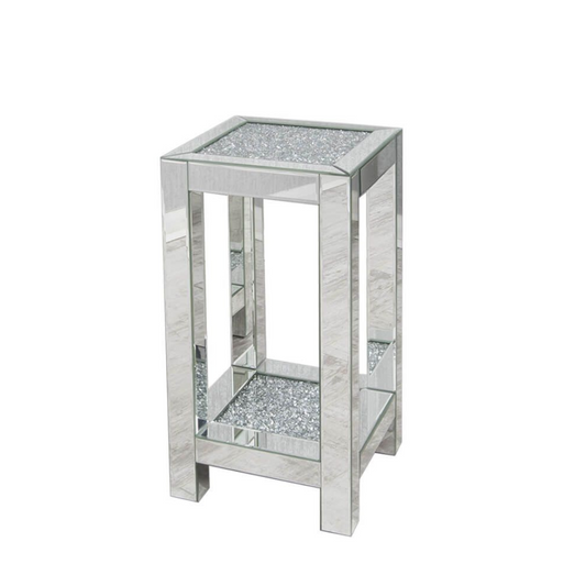 Crushed Diamond Mirrored Two Tier Side Table