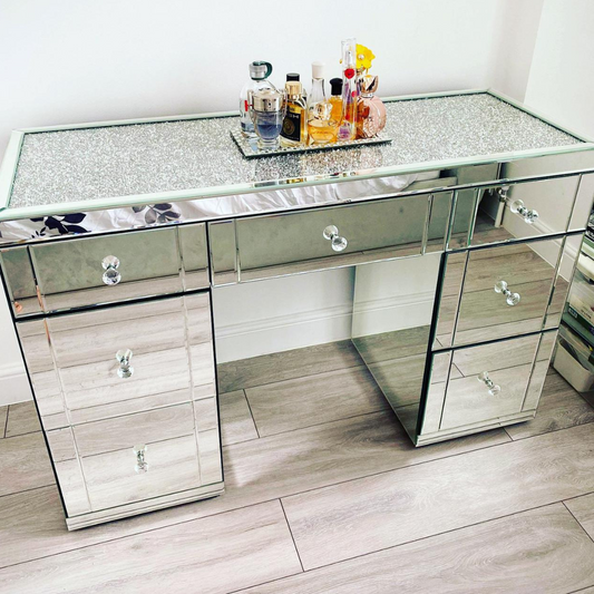 Crushed Diamond Mirrored Dressing Table