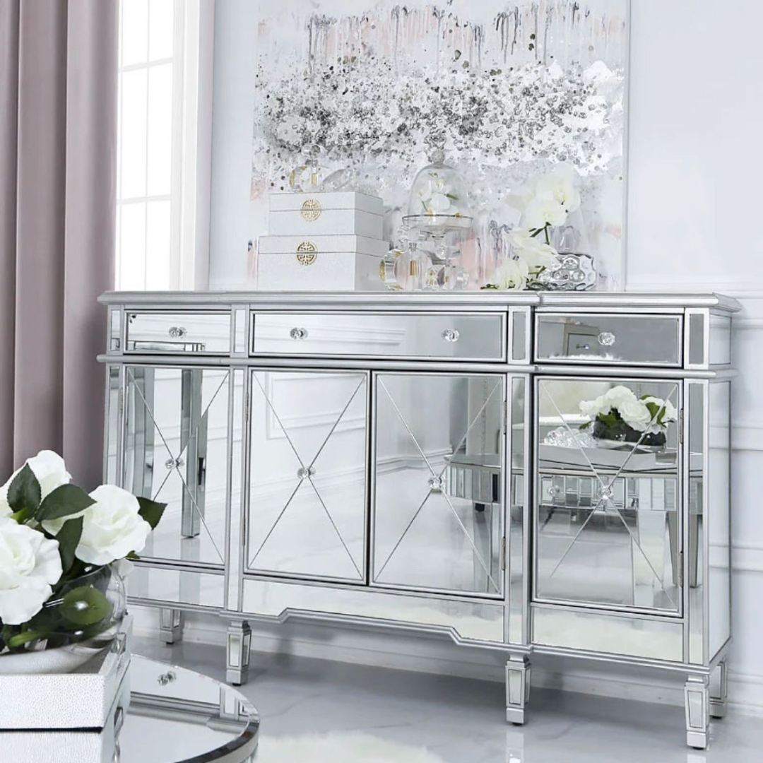 Silver Venetian Mirrored Sideboard