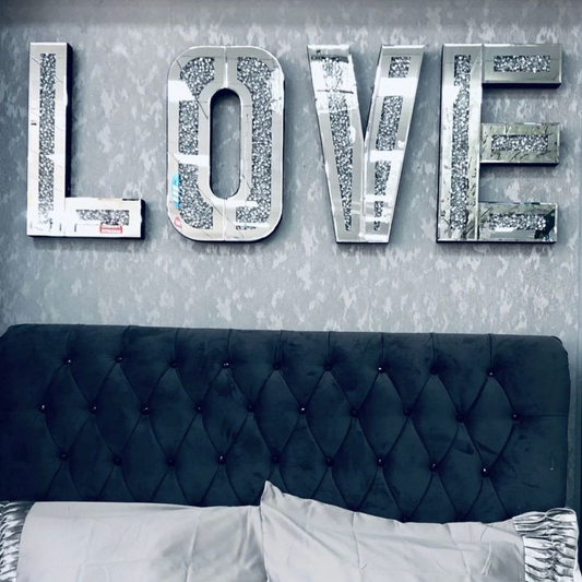 Crushed Diamond Mirrored Love/Home WallHanging Art