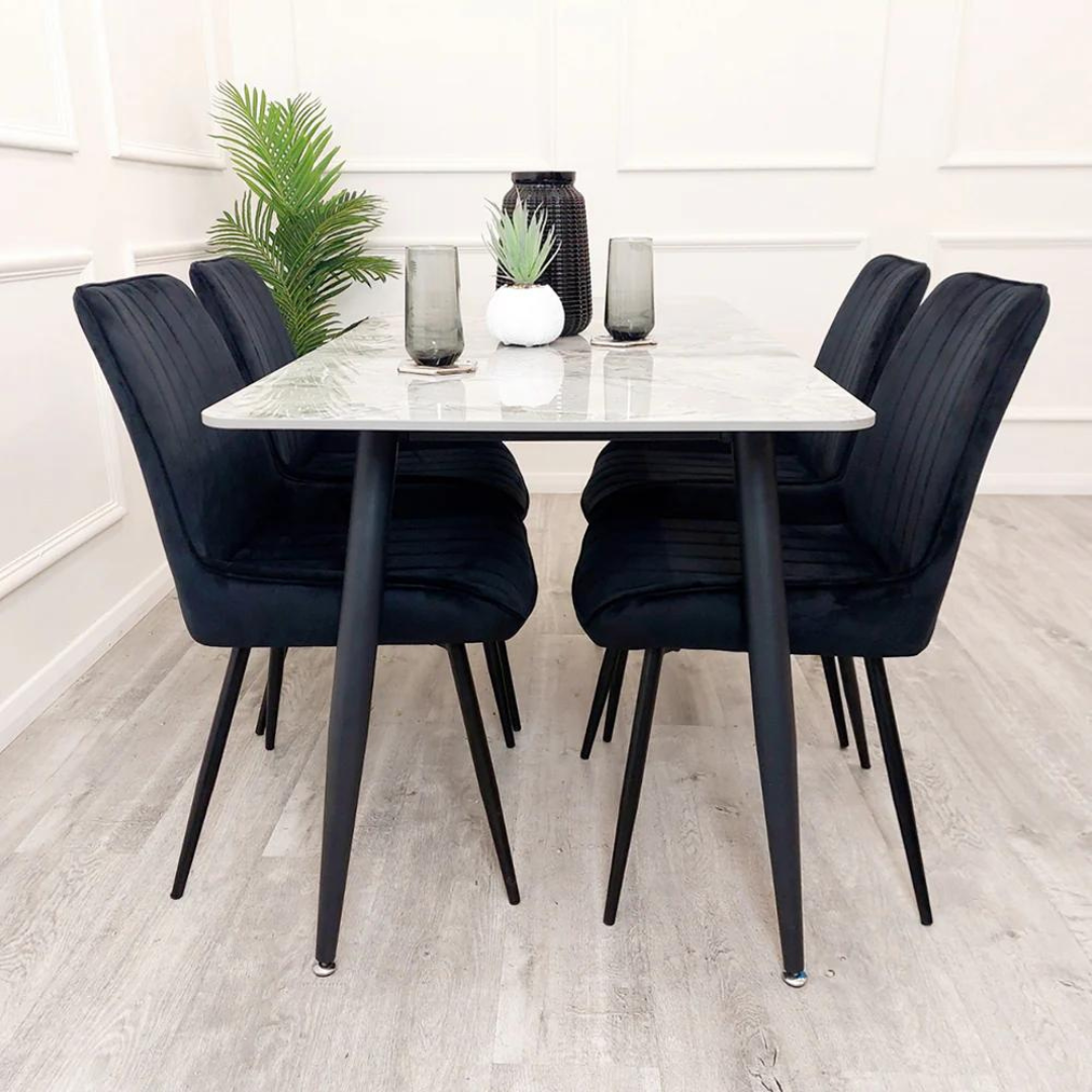 Titus Black Dining Table with Sintered Stone Top