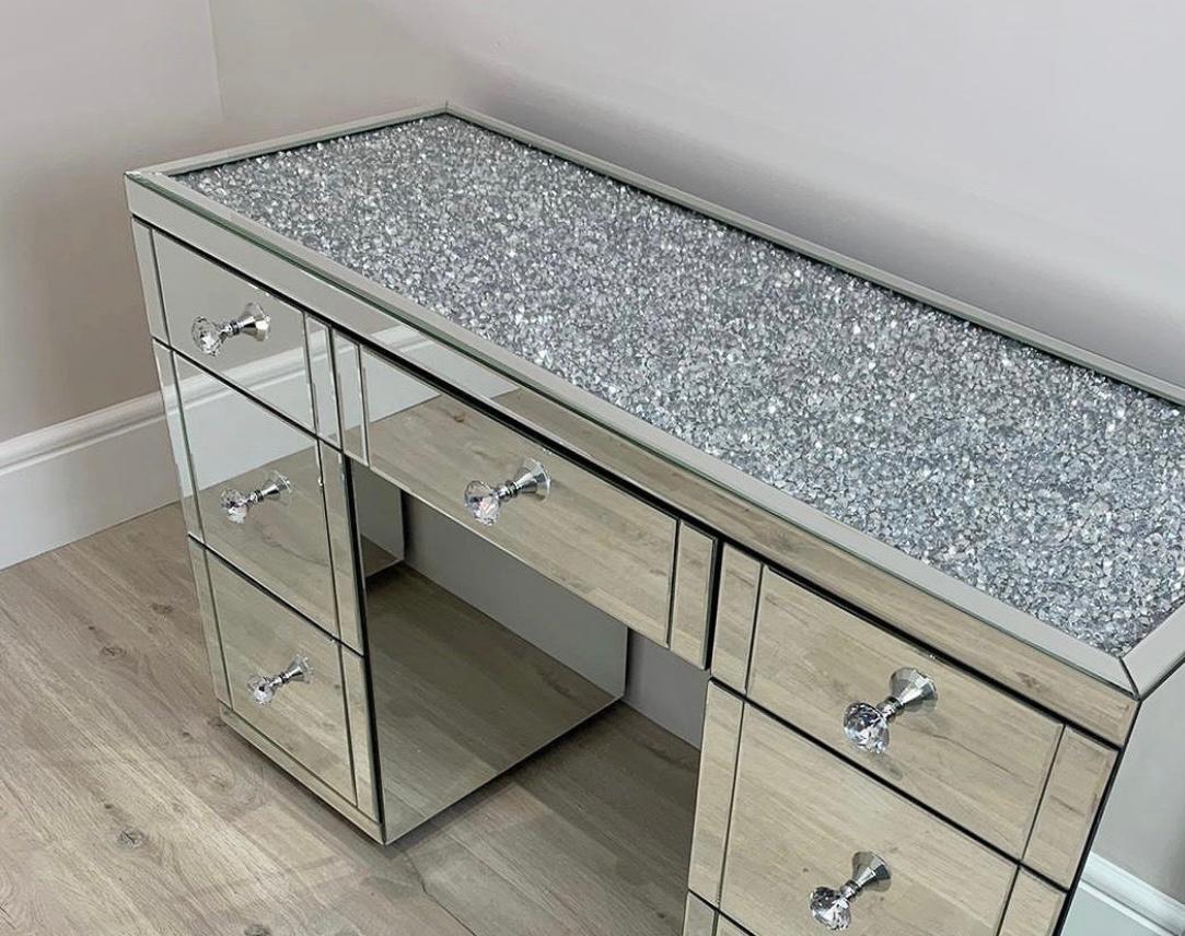 Crushed Diamond Mirrored Dressing Table