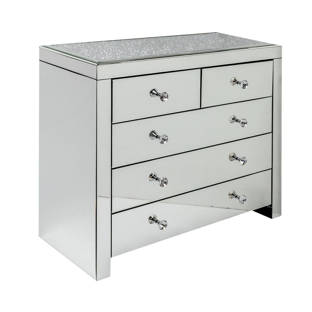 Crushed Diamond Mirrored Chest of Drawers