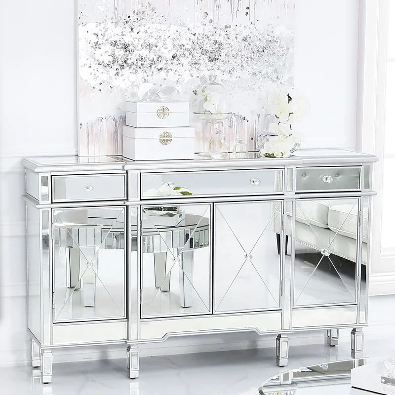 Silver Venetian Mirrored Sideboard