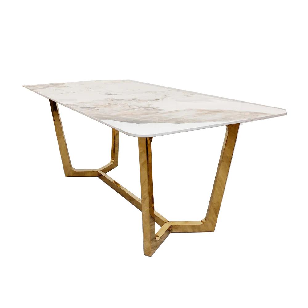 Lucien Gold Dining Table with Pandora Gold Sintered Stone Top