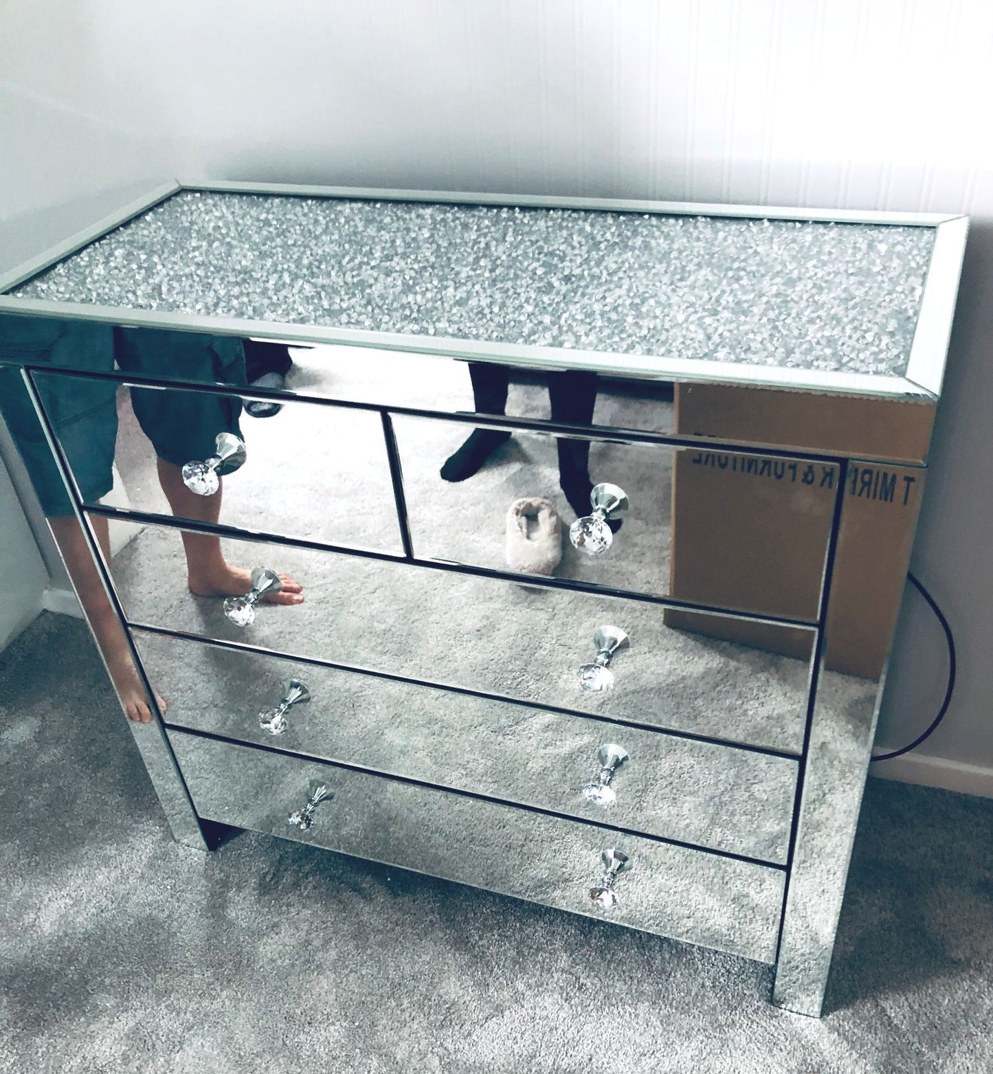 Crushed Diamond Mirrored Chest of Drawers