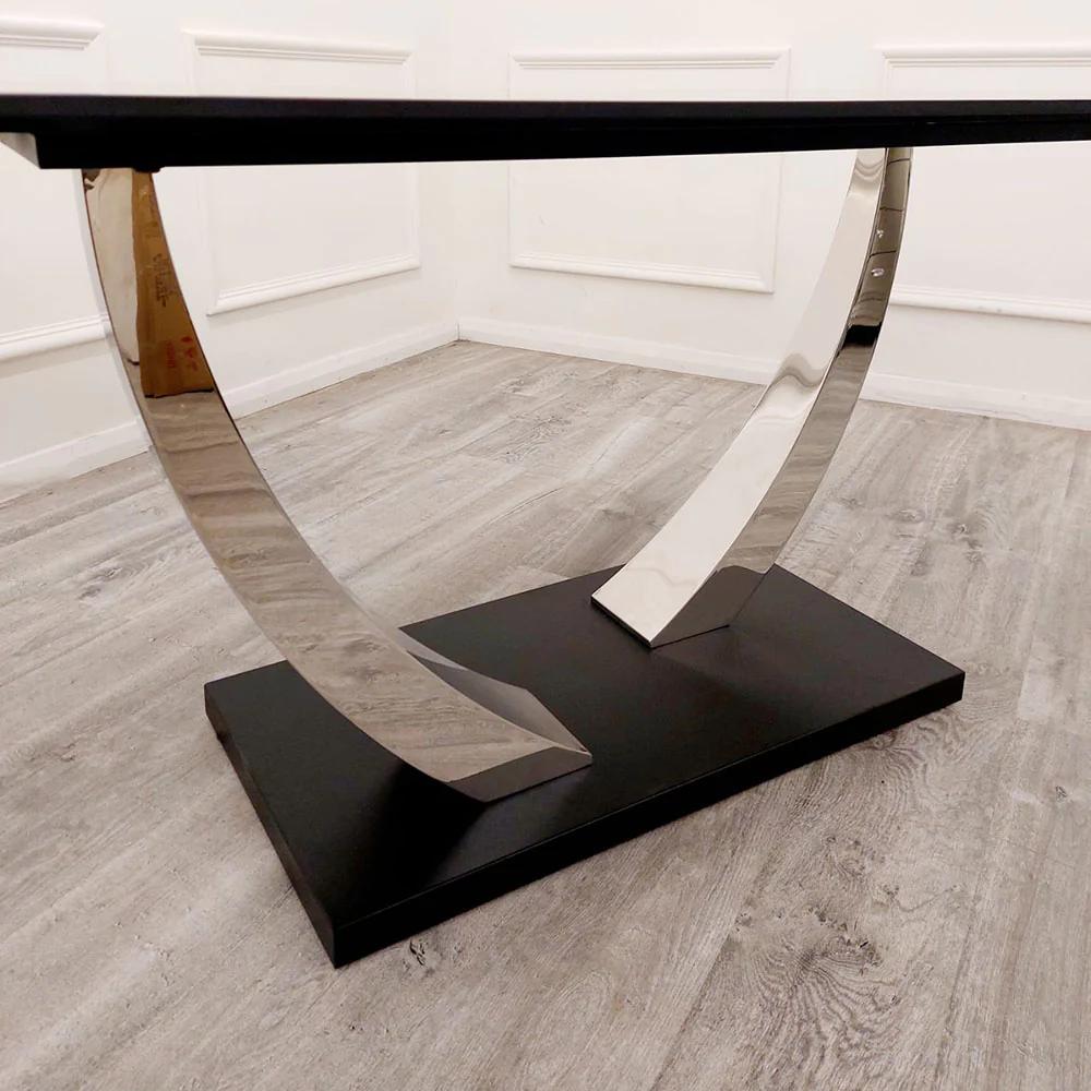 Venus Chrome Dining Table with Black Sintered Stone Top