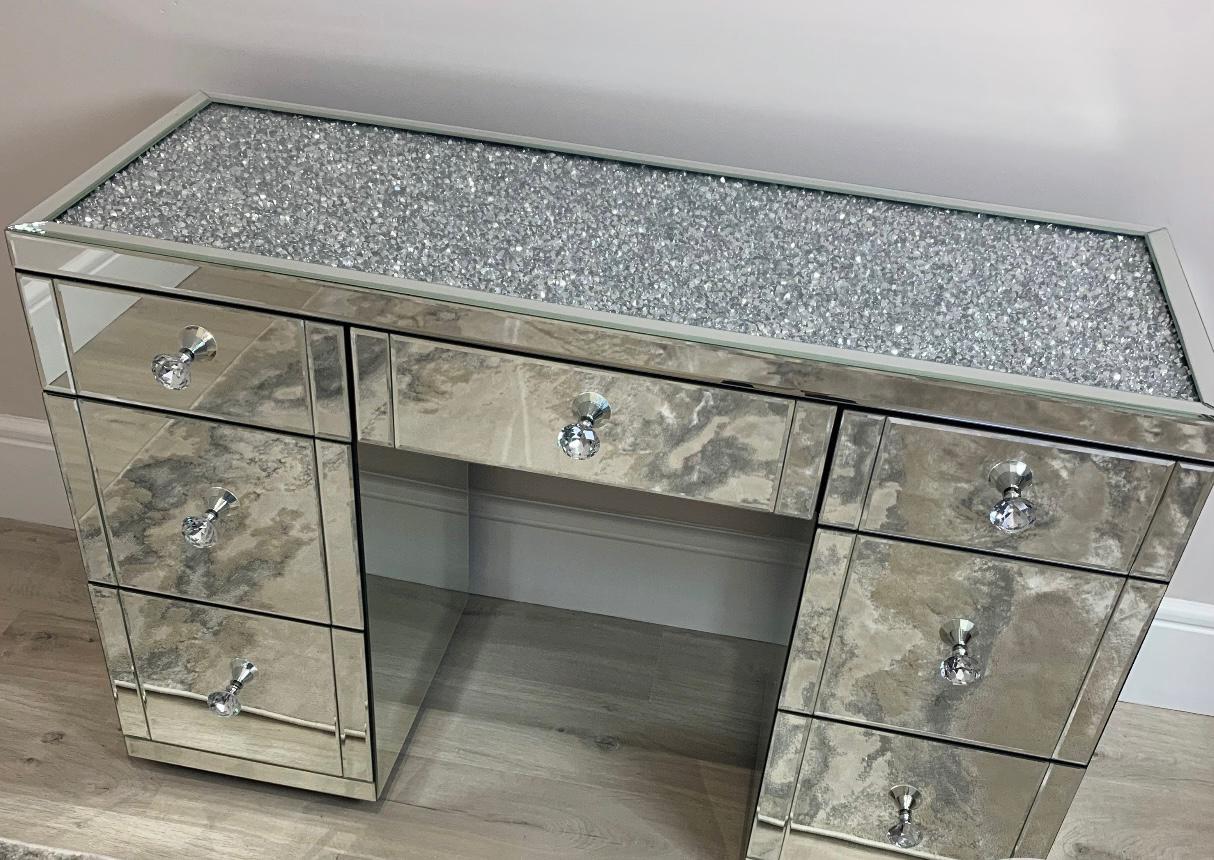 Crushed Diamond Mirrored Dressing Table