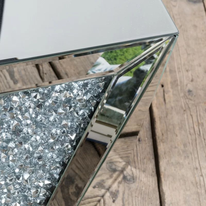 Crushed Diamond Mirrored Lamp Table