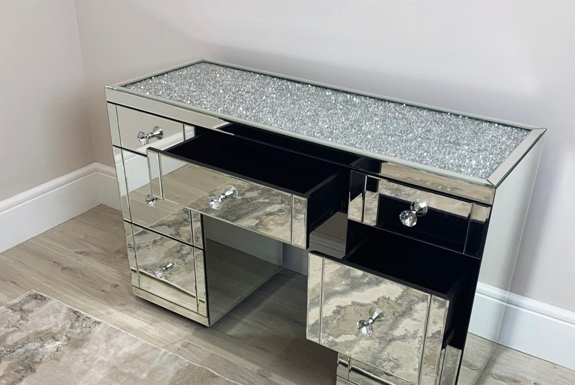 Crushed Diamond Mirrored Dressing Table