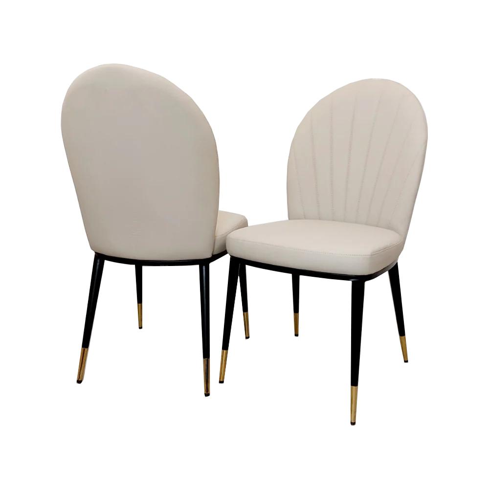 2x Etta Beige Leather Dining Chairs