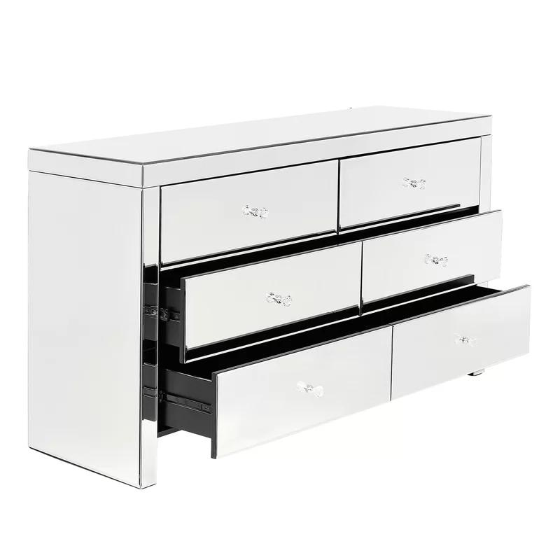 Mirrored  6 Drawer Chest of Drawers Sideboard