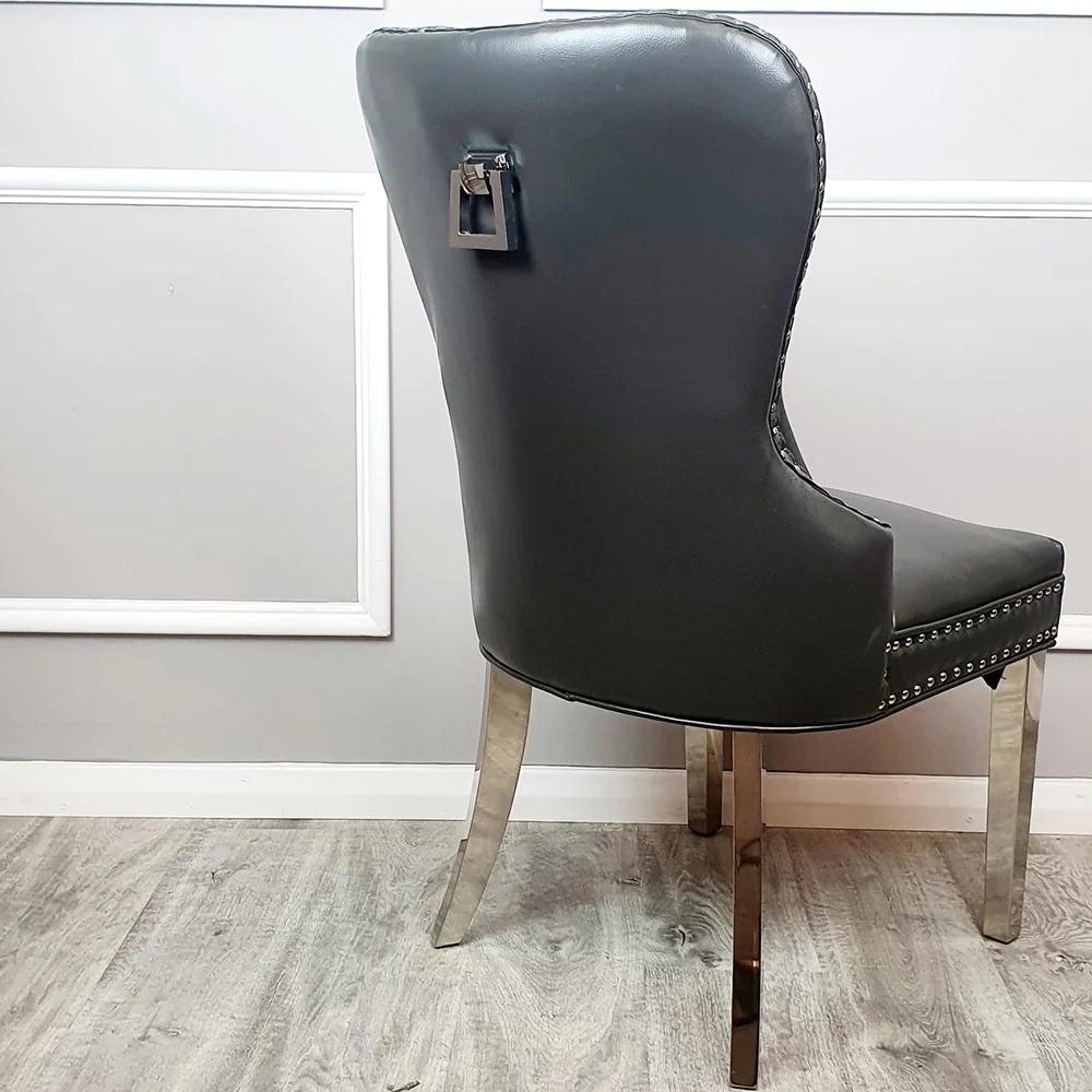 2x Mayfair Leather Square Knocker Dining Chair