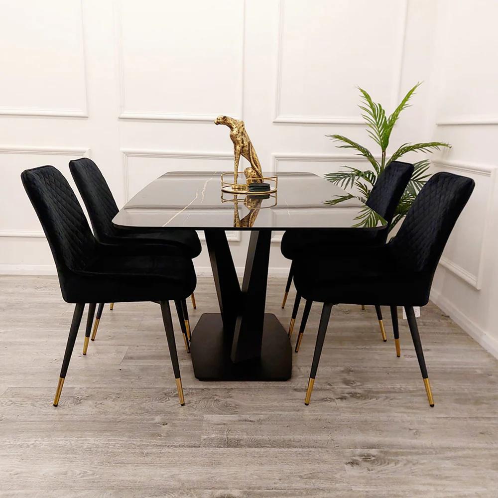 Apollo Black Dining Table with Black Sintered Stone