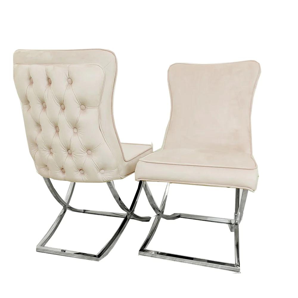 2x Sandhurst Buttoned Back Cross Leg Dining Chair