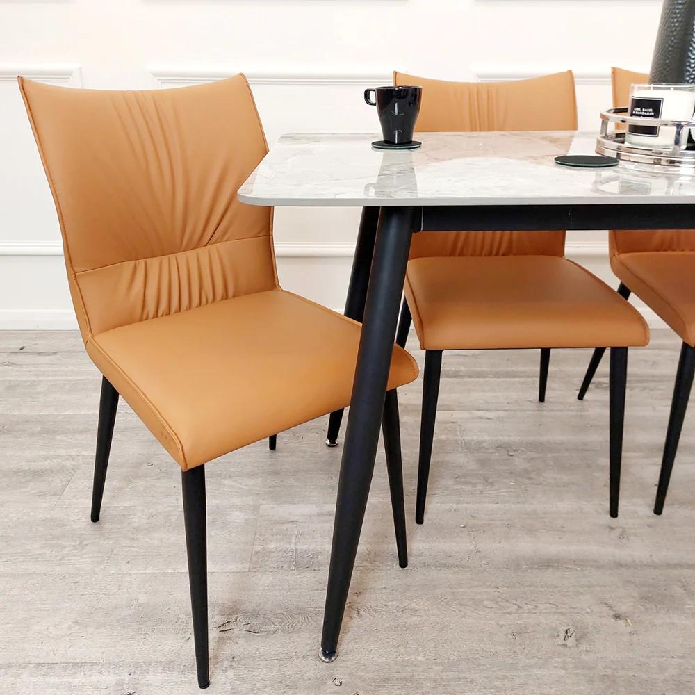 2x Flora Leather Dining Chairs