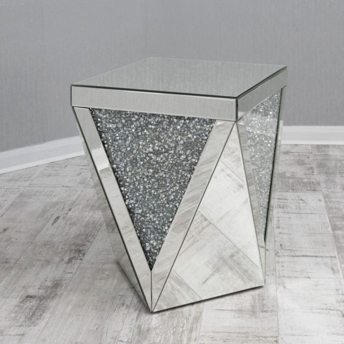 Crushed Diamond Mirrored Lamp Table